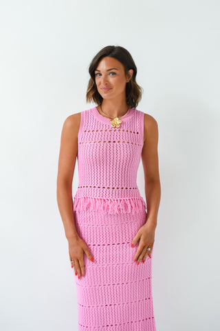 Flirting In Fringe Knit Set