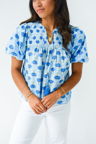 Feeling Blue-tanical Floral Print Top