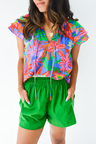 Easy Being Green Linen Shorts