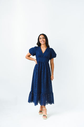 Eyelet It Slide Midi Dress
