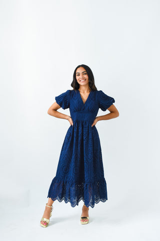 Eyelet It Slide Midi Dress