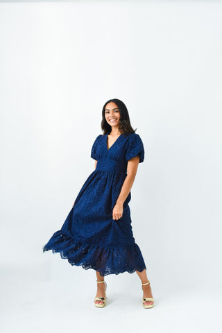 Eyelet It Slide Midi Dress