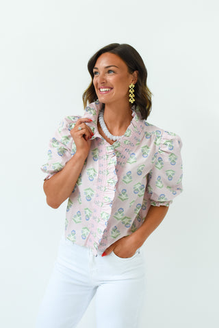 Karlie French Floral Ruffle Top