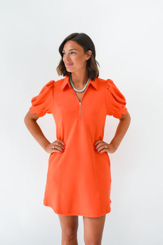 Orange You Stylish Zip Dress