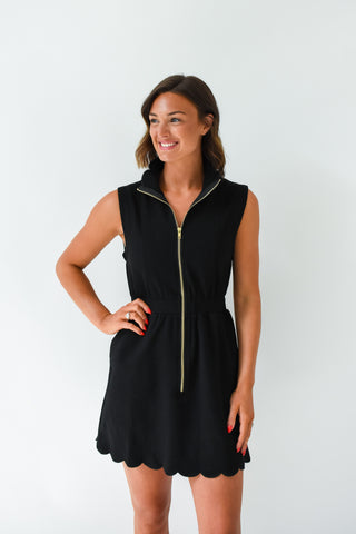 Sassy Scalloped Zip Front Dress