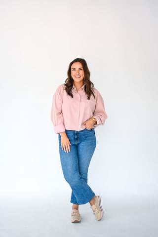 Simplicity Wins Mineral Wash Button Up Top