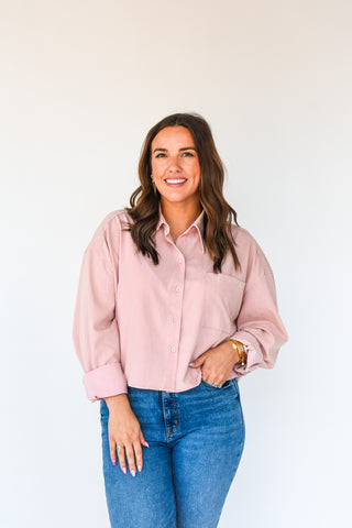 Simplicity Wins Mineral Wash Button Up Top
