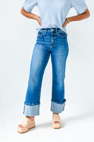 Flying Monkey 90's High Rise Cuffed Flare Jeans