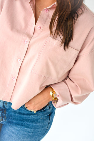 Simplicity Wins Mineral Wash Button Up Top