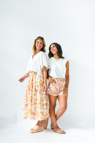 Petal Punch Floral Print Midi Skirt
