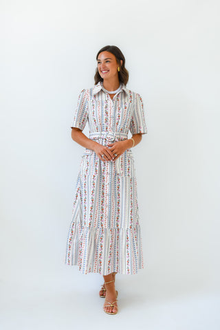 Karlie French Floral Belted Midi Dress