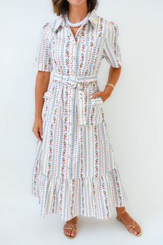 Karlie French Floral Belted Midi Dress