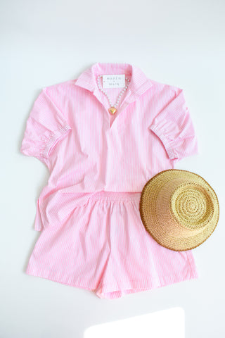 Blush Hour Striped Shorts
