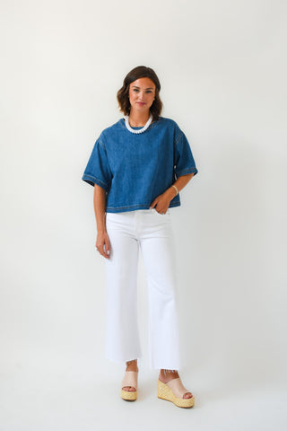 First Go Round Neck Denim Top
