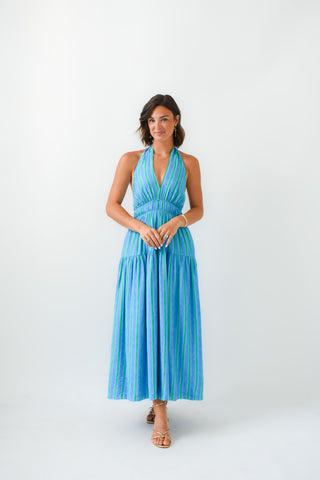 Blue Crush Halter Maxi Dress
