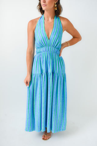 Blue Crush Halter Maxi Dress