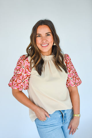Embrace The Vibe Printed Sleeves Top