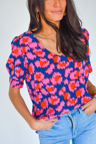 Fancy Like Printed V-Neck Top