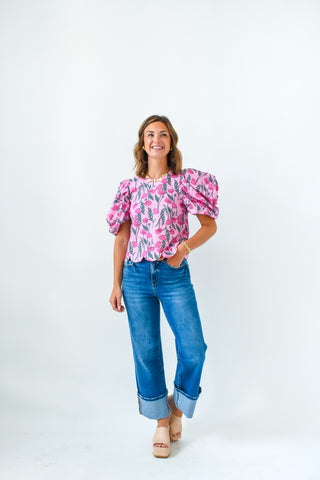 Pink About Me Scalloped Top