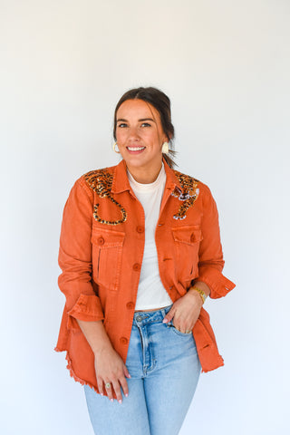 You Are Grrrreat Sequin Tiger Utility Jacket