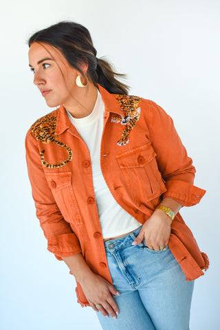 You Are Grrrreat Sequin Tiger Utility Jacket