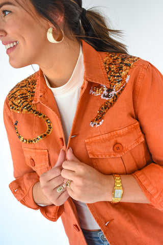 You Are Grrrreat Sequin Tiger Utility Jacket