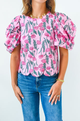 Pink About Me Scalloped Top