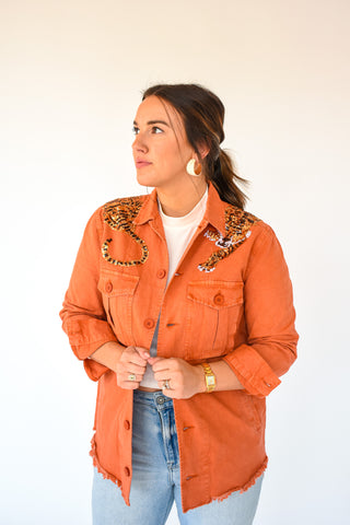 You Are Grrrreat Sequin Tiger Utility Jacket
