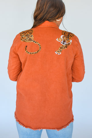 You Are Grrrreat Sequin Tiger Utility Jacket