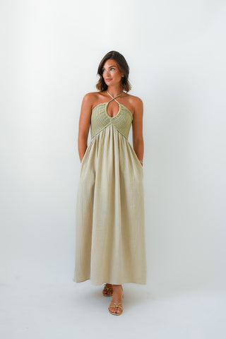 Sandy Shore Halter Midi Dress