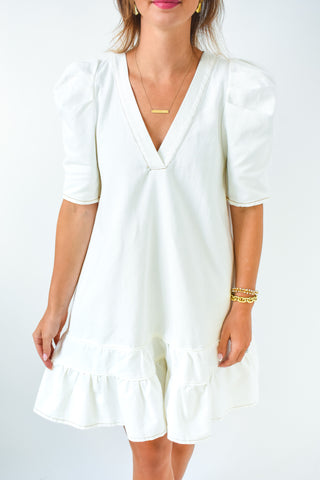 Karlie Denim Ruffle Bottom Dress