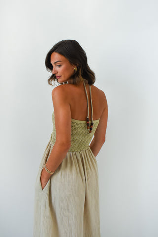 Sandy Shore Halter Midi Dress