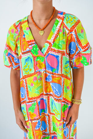 Karlie Fruit Gauze Maxi Dress