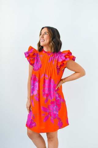 Floral Frenzy Ruffle Shift Dress
