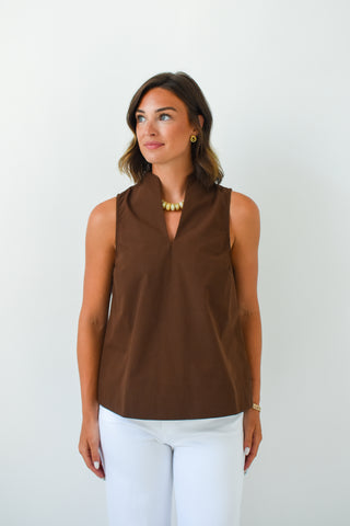 Mocha Moment Stand Collar Top