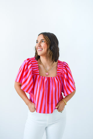 Karlie Stripe Poplin Top