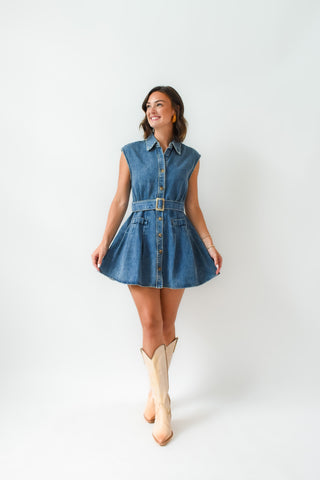 Karlie Denim Button Shirt Dress