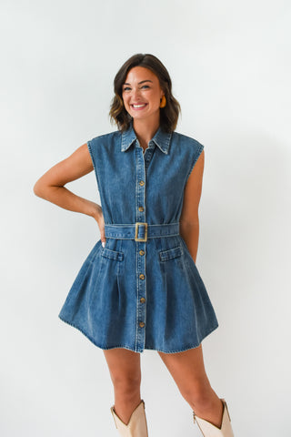 Karlie Denim Button Shirt Dress