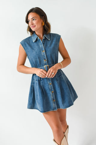 Karlie Denim Button Shirt Dress