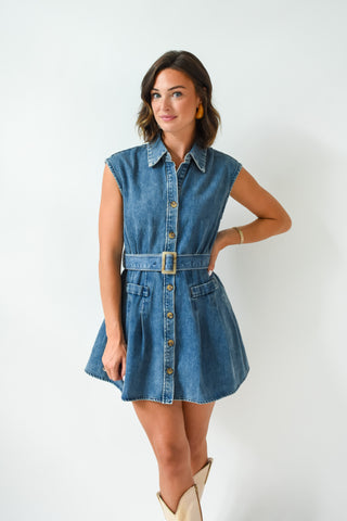 Karlie Denim Button Shirt Dress