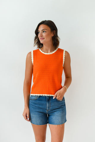 Orange State Of Mind Crochet Tank