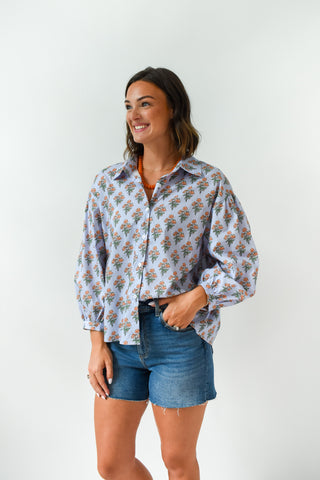 Karlie Floral Poplin Button Up Top