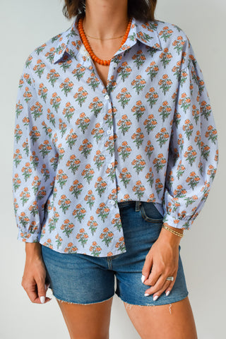 Karlie Floral Poplin Button Up Top