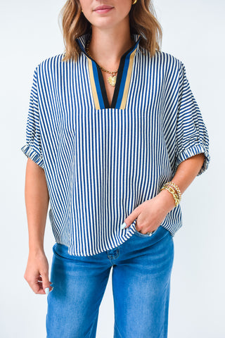 Stripe Back Woven Top