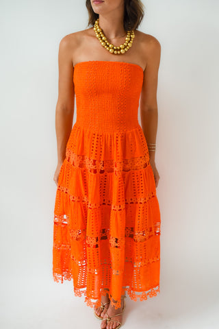 Orange Crush Eyelet Midi Dress – Maren + Main Boutique