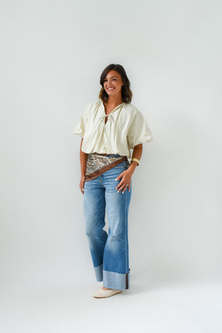 Karlie Poplin Bubble Tie Top