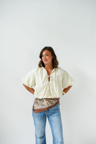 Karlie Poplin Bubble Tie Top