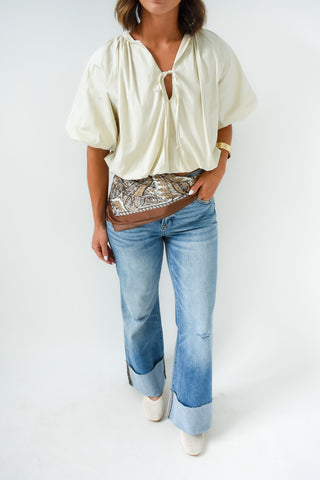 Karlie Poplin Bubble Tie Top