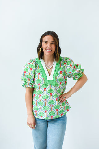 Green Queen Puff Sleeve Top