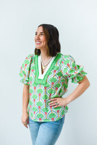 Green Queen Puff Sleeve Top